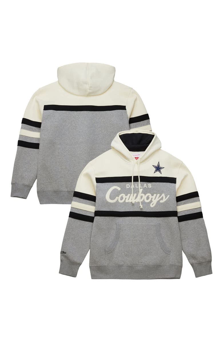 Mitchell & Ness Men's Mitchell & Ness Cream/Gray Dallas Cowboys Head Coach Vintage Logo Pullover Hoodie, Main, color, 