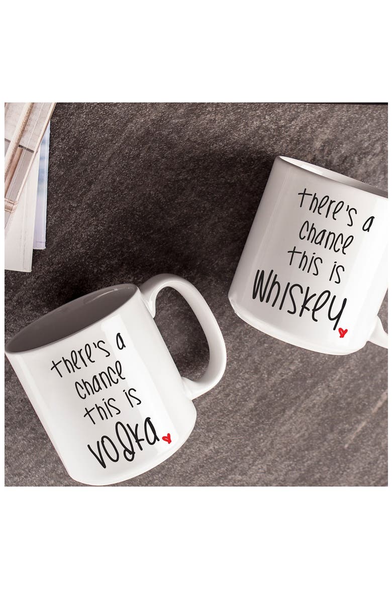 'There's a Chance' Ceramic Coffee Mugs, Alternate, color, WHITE