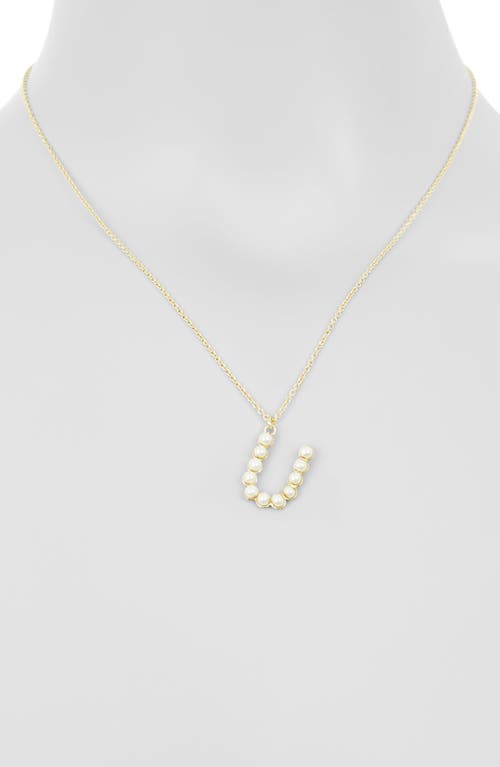 Meshmerise Imitation Pearl Initial Pendant Necklace In Gold