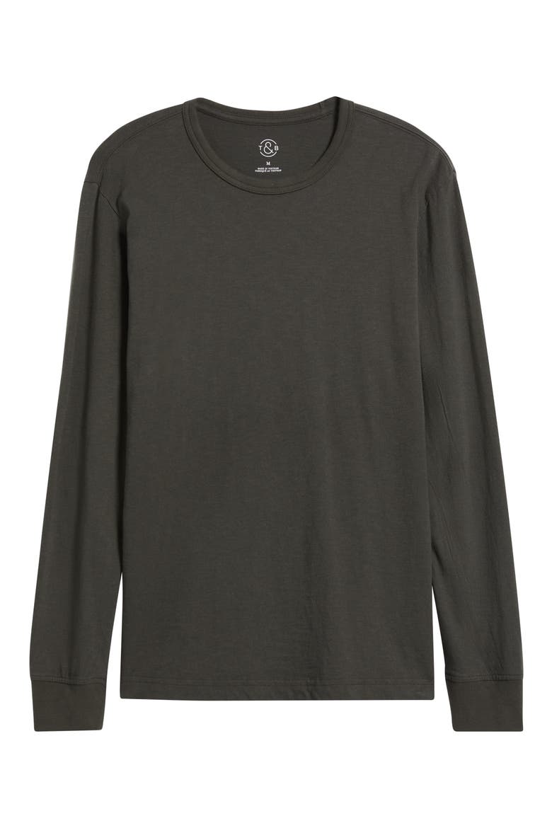 Long Sleeve Slub Cotton Crewneck T-Shirt, Alternate, color, BLACK RAVEN