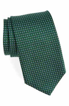 David Donahue Geometric Pattern Silk Tie