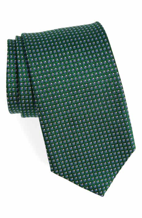 David Donahue Geometric Pattern Silk Tie