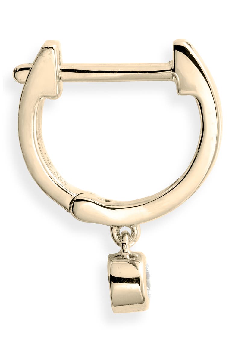 Bezel Diamond Huggie Hoop Earrings, Alternate, color, YELLOW GOLD/ DIAMOND