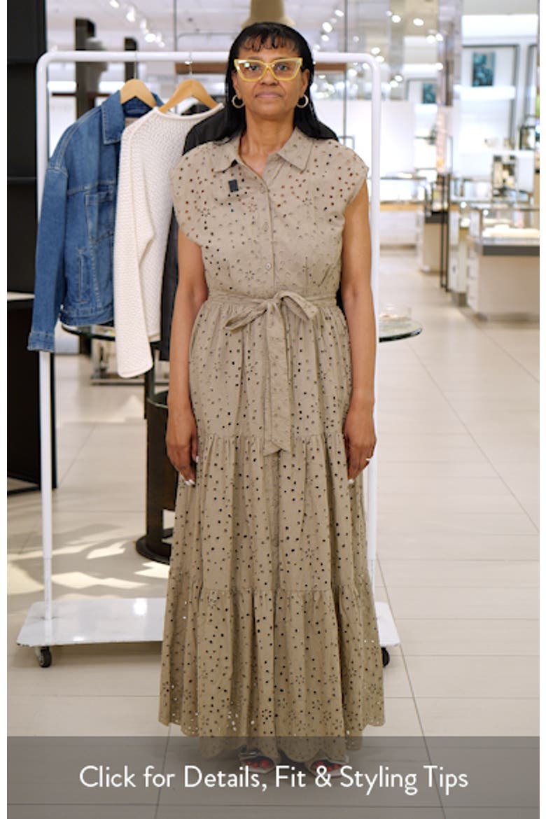 Clover Embroidered Eyelet Sleeveless Tiered Shirtdress video