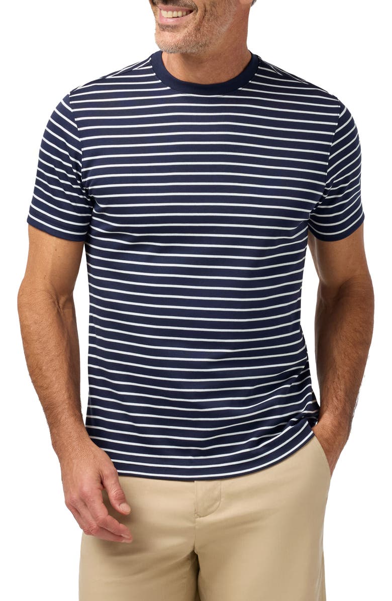 Mizzen+Main Palmer Stripe Pima Cotton T-Shirt, Main, color, Navy White Stripe