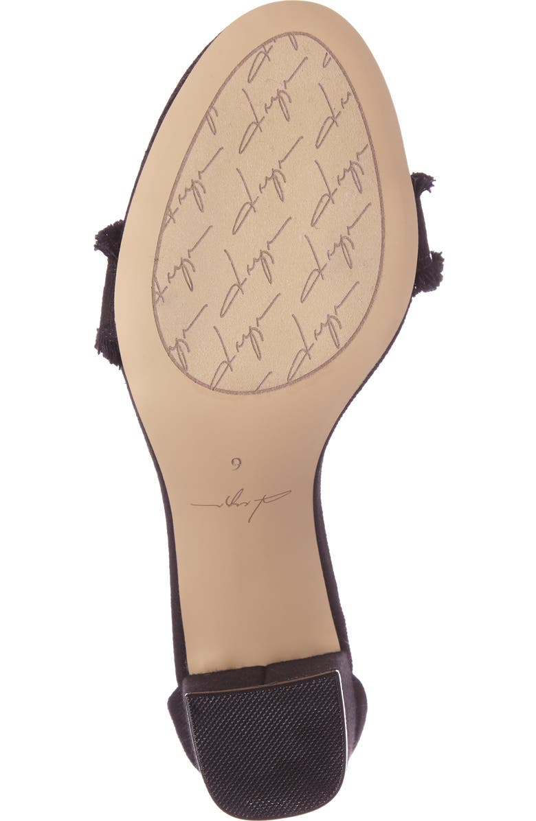 Daya by Zendaya Shasta Fringe Denim Ankle Strap Sandal, Alternate, color,