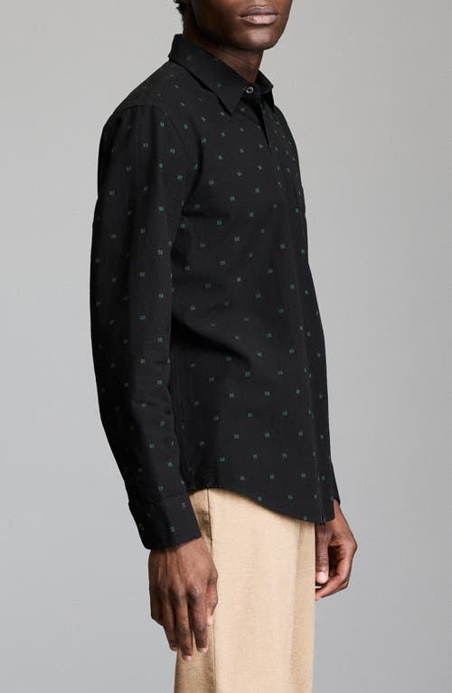 Billy Reid Standard Fit Geometric Dobby Button-up Shirt In Black