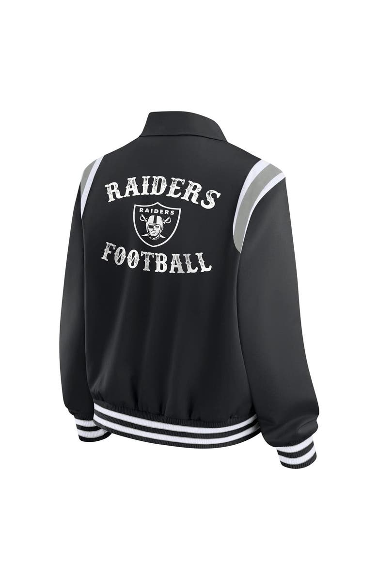 WEAR by Erin Andrews Women's WEAR by Erin Andrews Black Las Vegas Raiders Varsity Lightweight Full-Snap Jacket, Alternate, color, Black