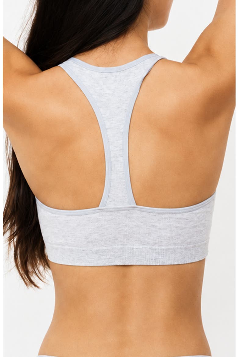 Cotton Stretch Rib Racerback Sports Bra, Alternate, color, Grey Heather