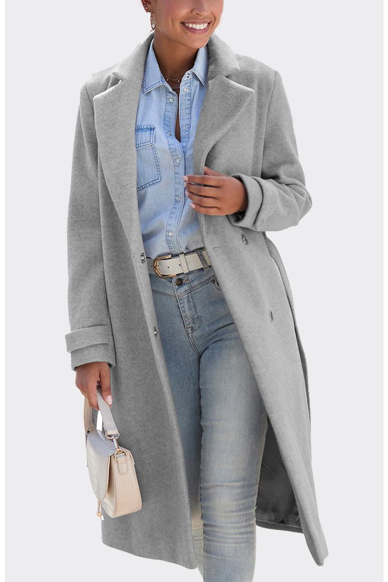 Belted Wrap Coat, Main, color, Grey Heather