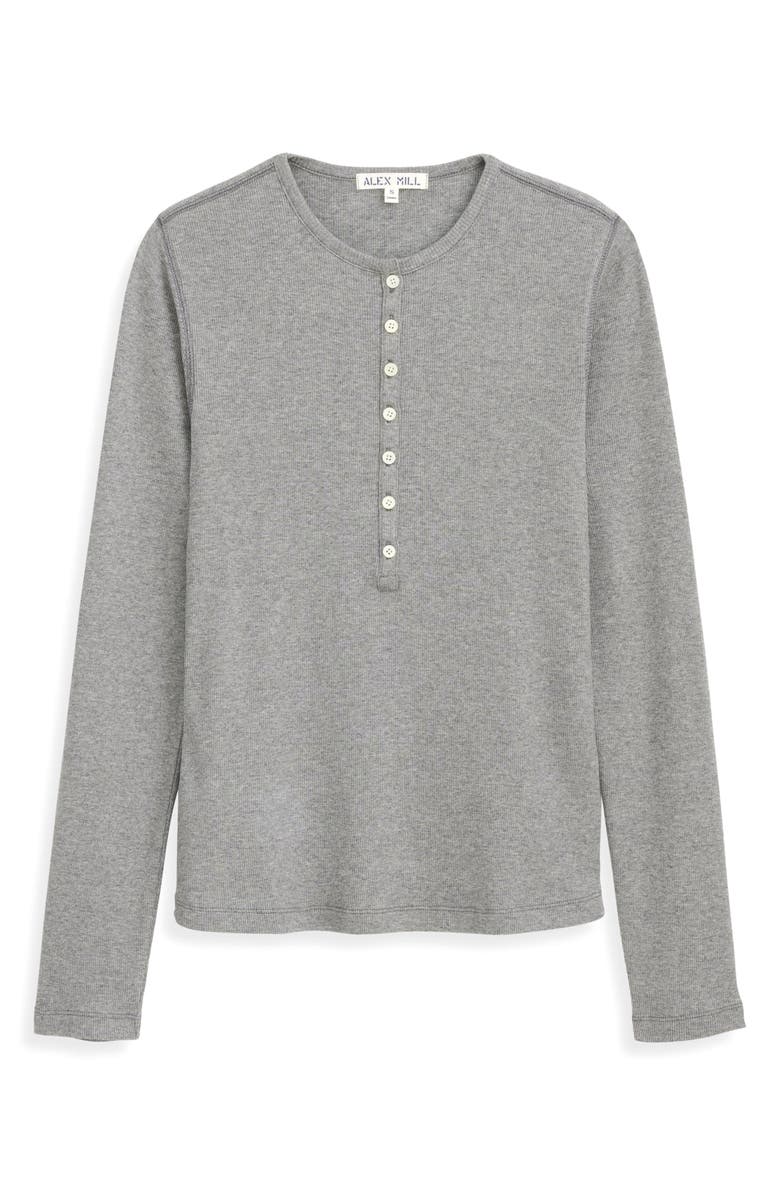 Alex Mill Laine Cotton Blend Rib Henley, Alternate, color, Heather Grey