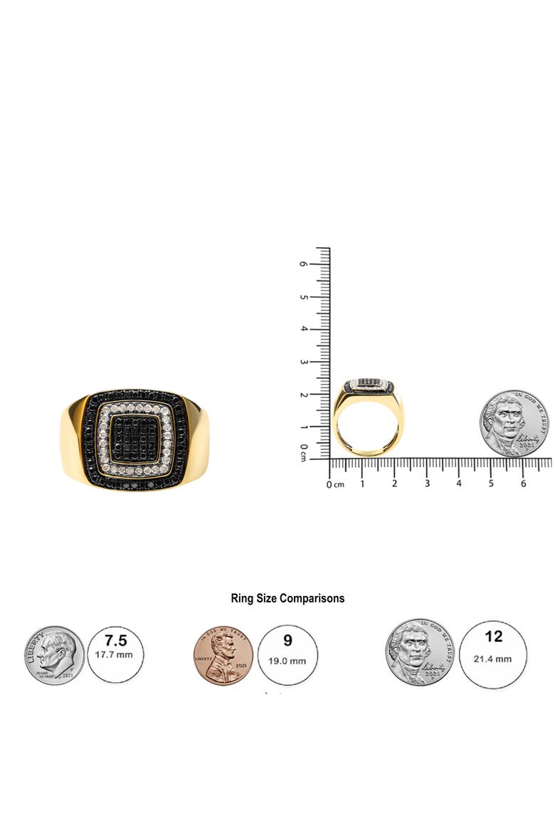 Men's 10K Yellow Gold 3/4 Cttw White and Black Treated Diamond Ring Band, Alternate, color, Yellow