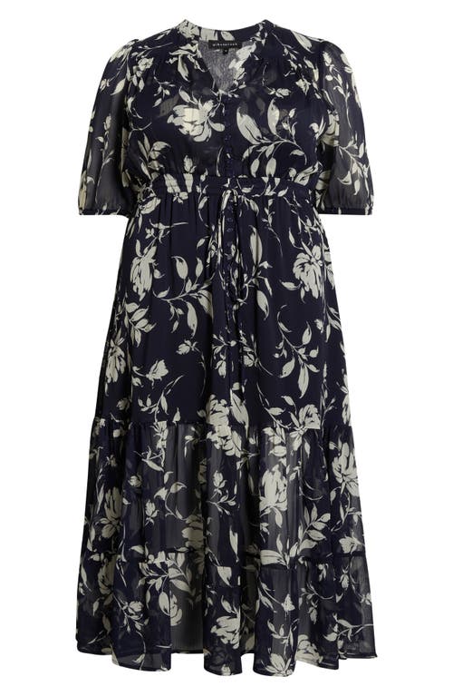 Gibsonlook Kira Print Drawstring Maxi Dress In Black
