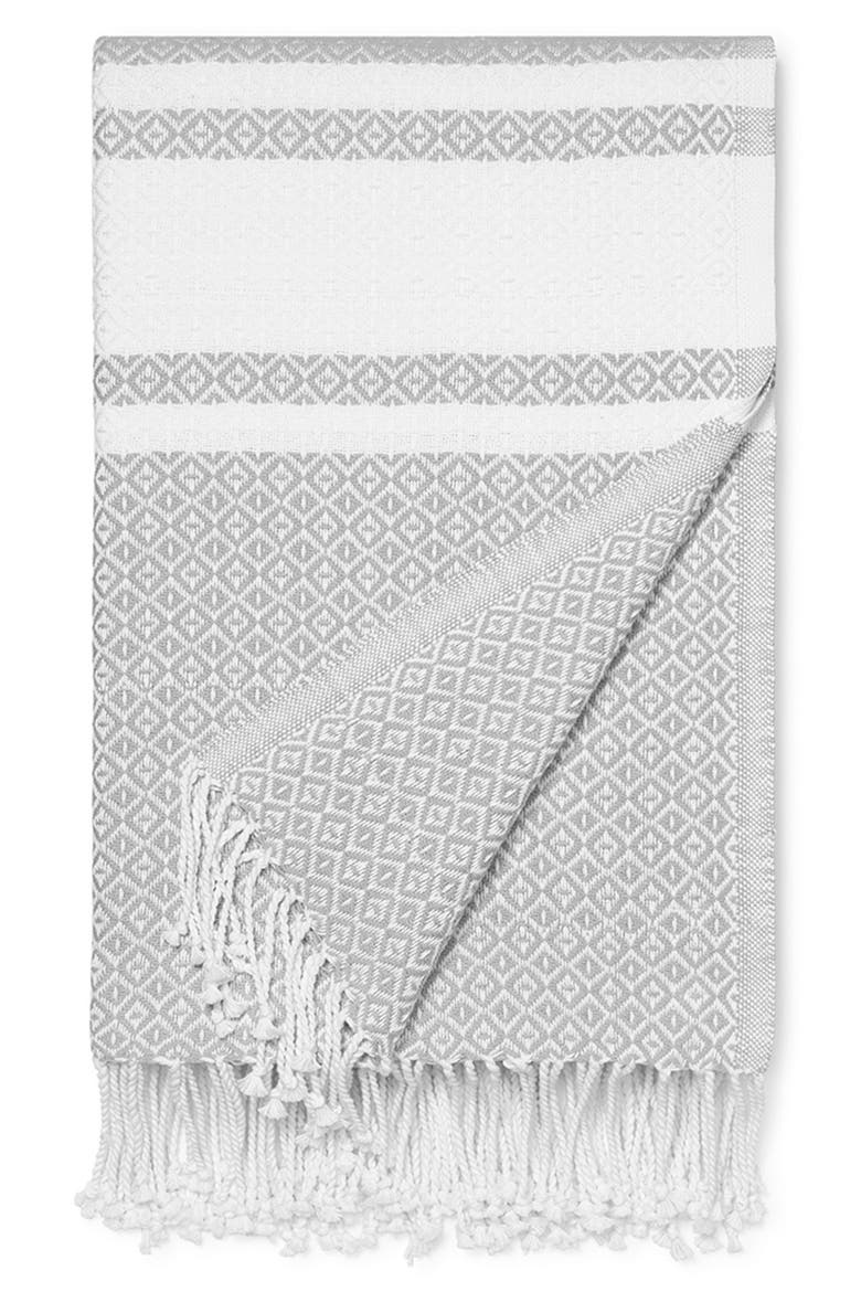 Adirondack Organic Cotton Throw Blanket, Main, color, PEWTER-WHITE