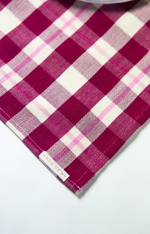 Archive New Yrok Handwoven Abigail Cranberry Plaid Cotton Table Runner In Red