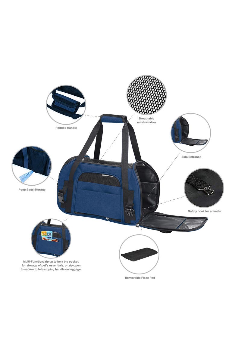 GOOPAWS Soft Sided Pet Cat Carrier Perfect for Travel, Alternate, color, NAVY BLUE