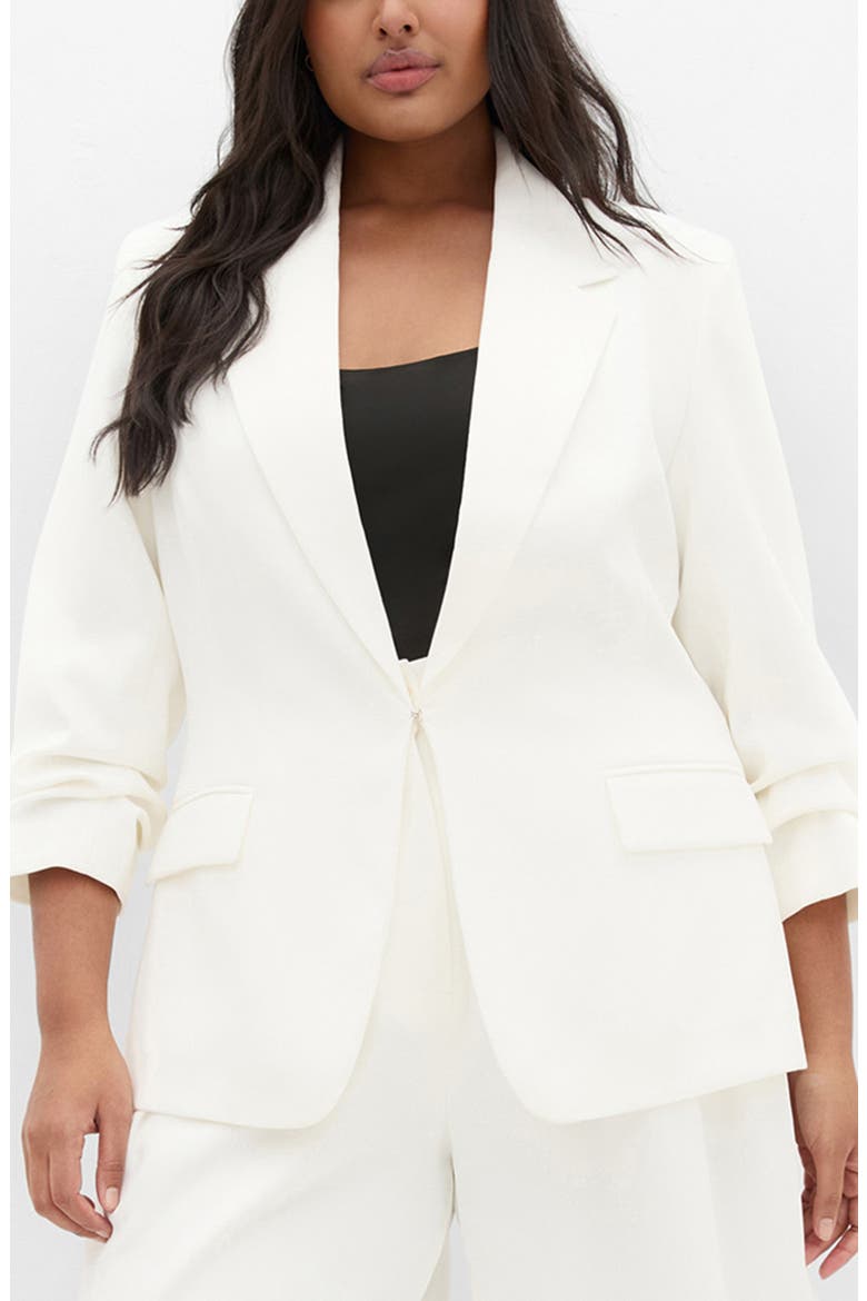 Abbie Ruched Sleeve Blazer, Main, color, IVORY