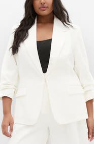 City Chic Abbie Ruched Sleeve Blazer