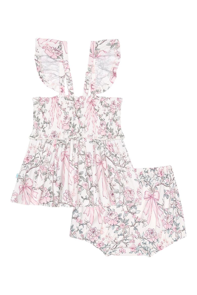 Flutter Sleeve Smocked Bodice Peplum Top & Bloomers Set, Alternate, color, LIGHT/ PASTEL PINK