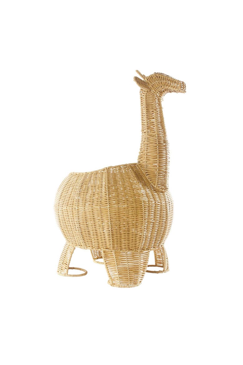Giraffe Washable Wicker Floor Basket, Main, color, Brown