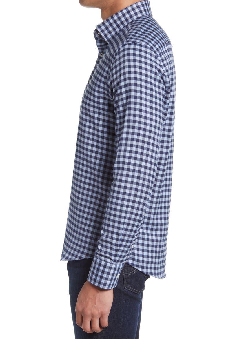 Dry Touch® Check Performance Flannel Button-Up Shirt, Alternate, color, BLUE