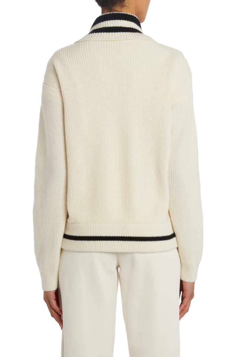 Moncler Quilted Bouclé & Knit Letterman Cardigan, Alternate, color,