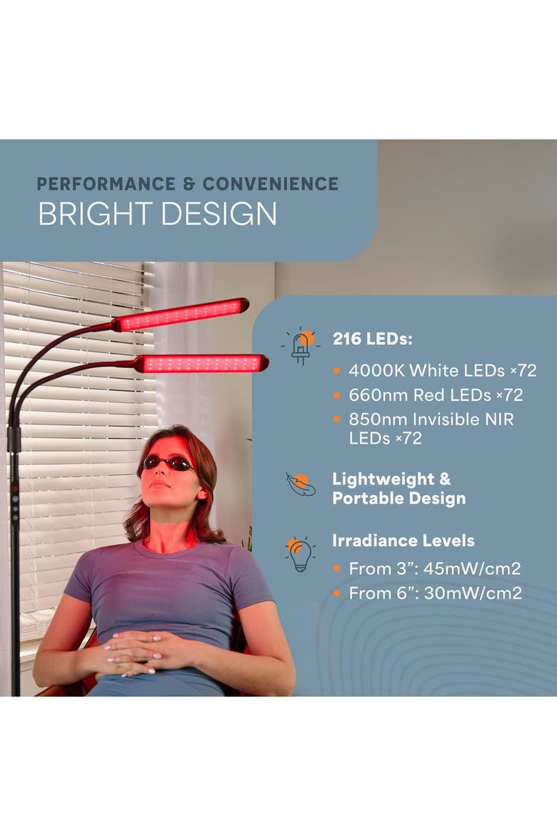 Red Light Therapy Lamp & Reading Lamp 850nm & 660nm Near Infrared Light for Body, Alternate, color, Dual Head
