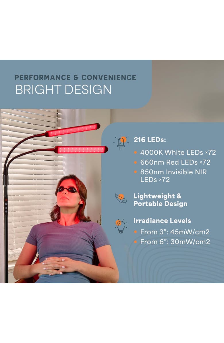 Lifepro Red Light Therapy Lamp & Reading Lamp 850nm & 660nm Near Infrared Light for Body, Alternate, color, Dual Head