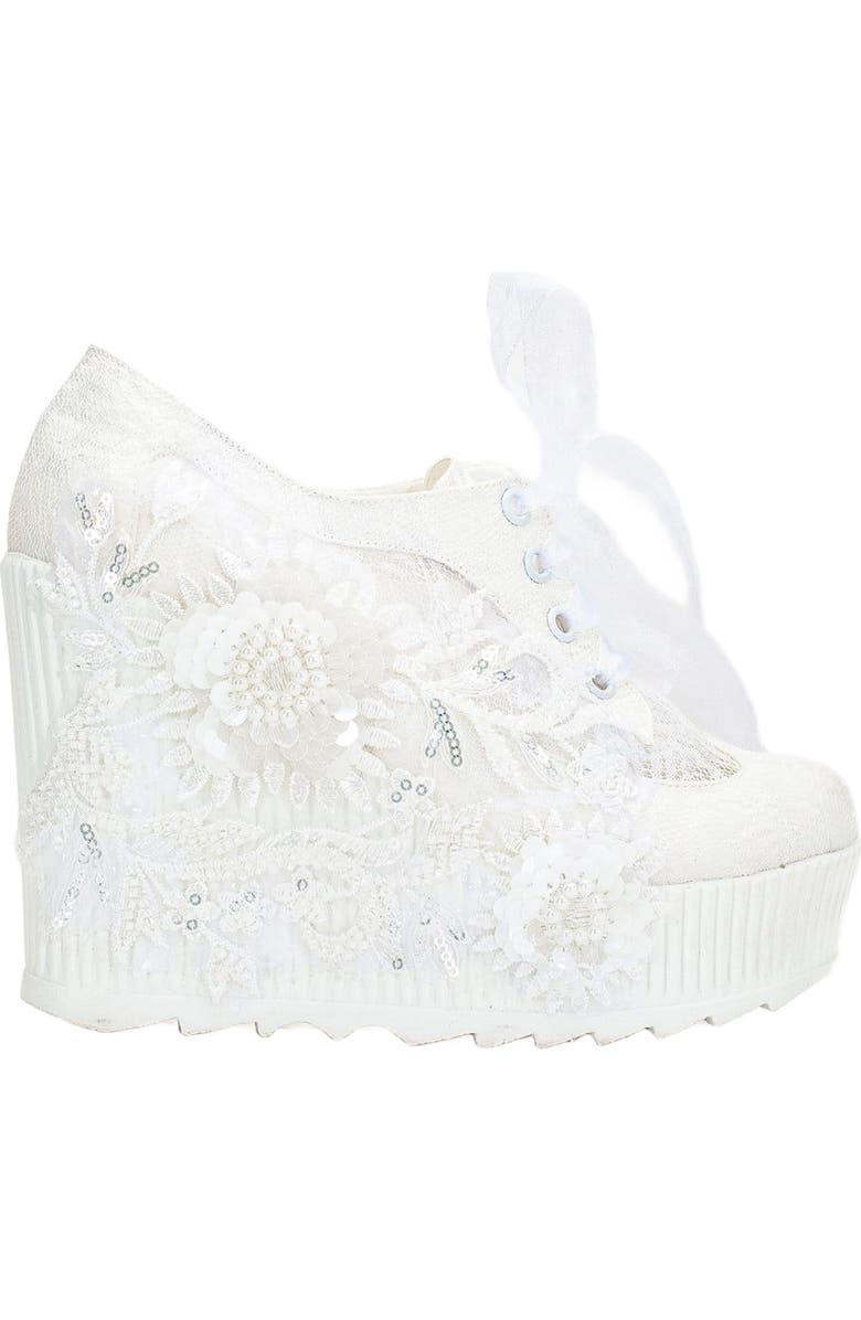 Forever & Always Shoes Sheri Lace Bridal Platform Sneakers, Main, color, Ivory