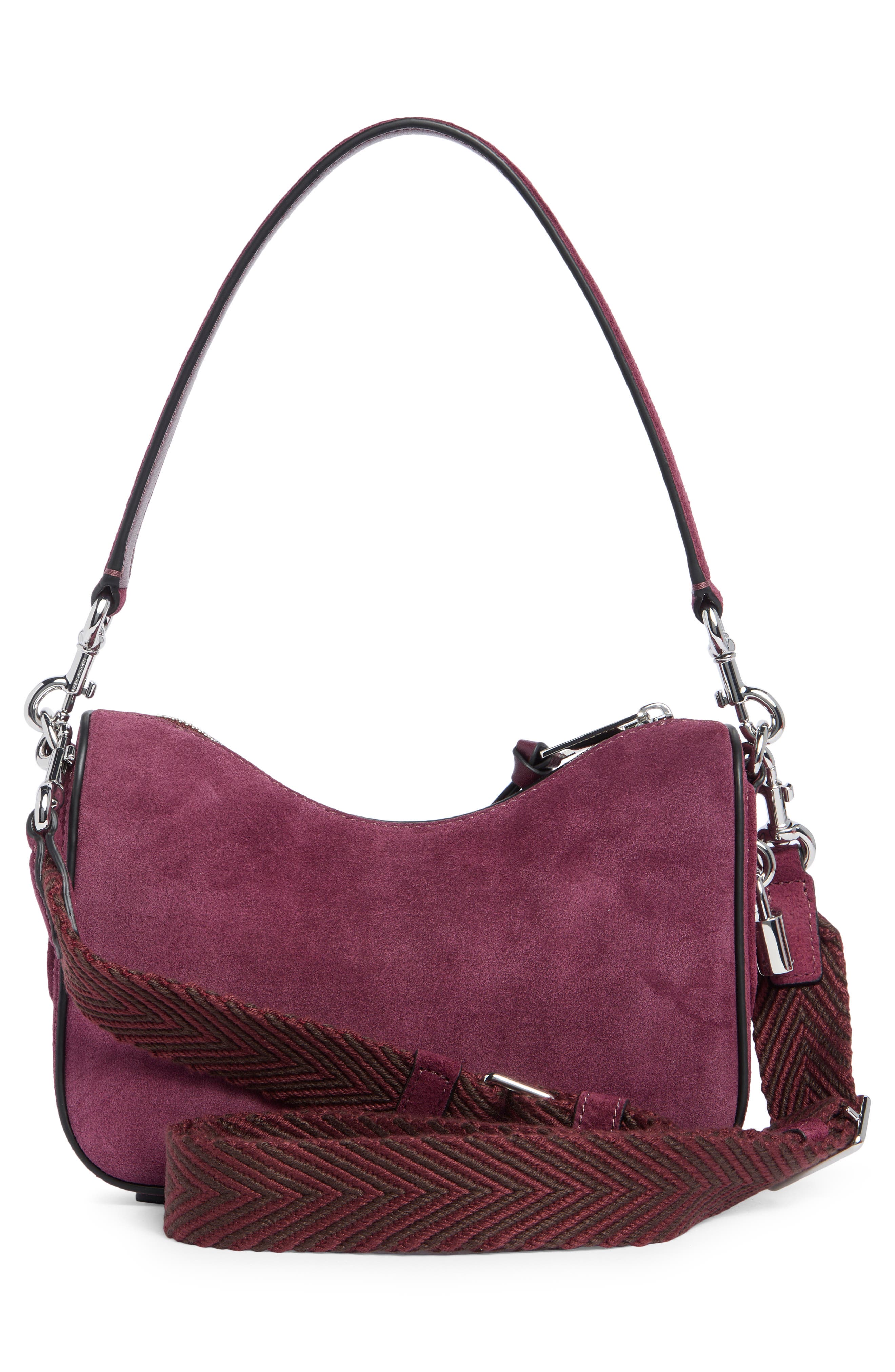 Small Drifter Suede Convertible Shoulder Bag, Alternate, color, DARK PLUM