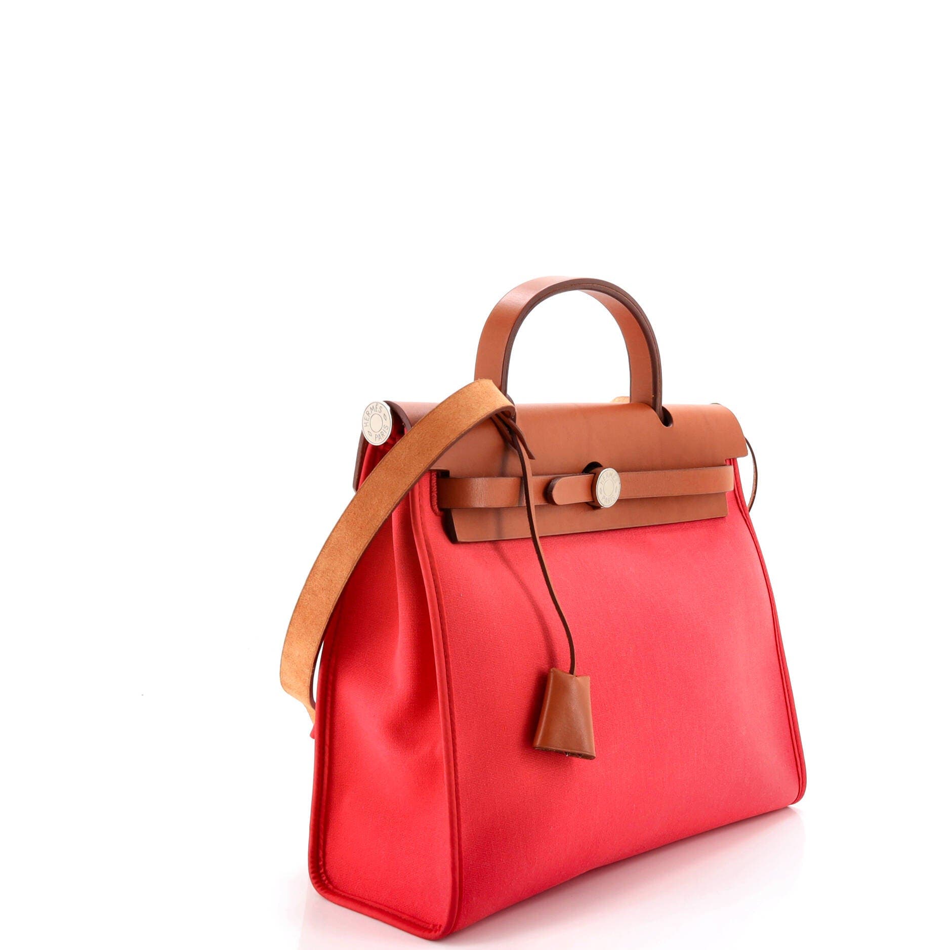 Pre-Owned Hermes Herbag Zip Leather and Toile 31, Alternate, color, Bougainvillier