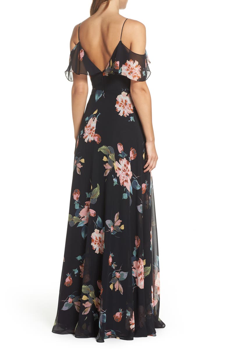 Jenny Yoo Mila Cold Shoulder Gown, Alternate, color, 