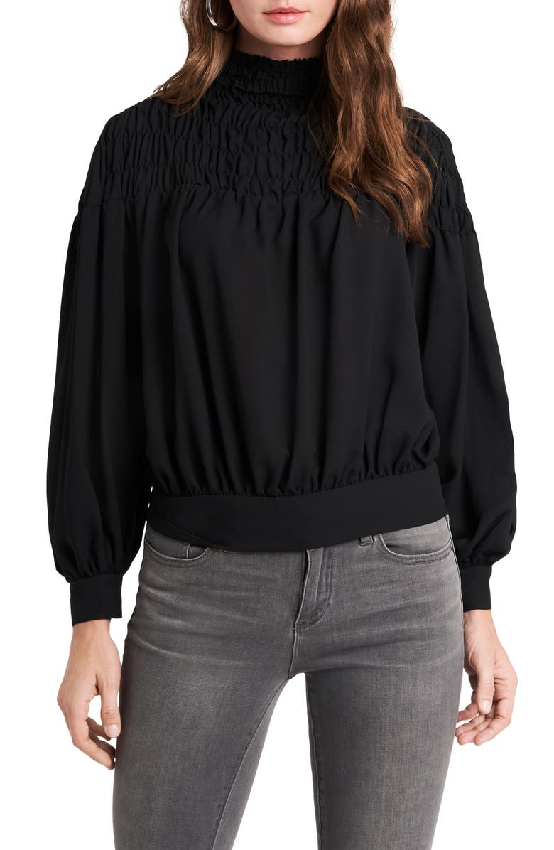 1.STATE Smocked Neck Tie Back Blouse, Main, color, 