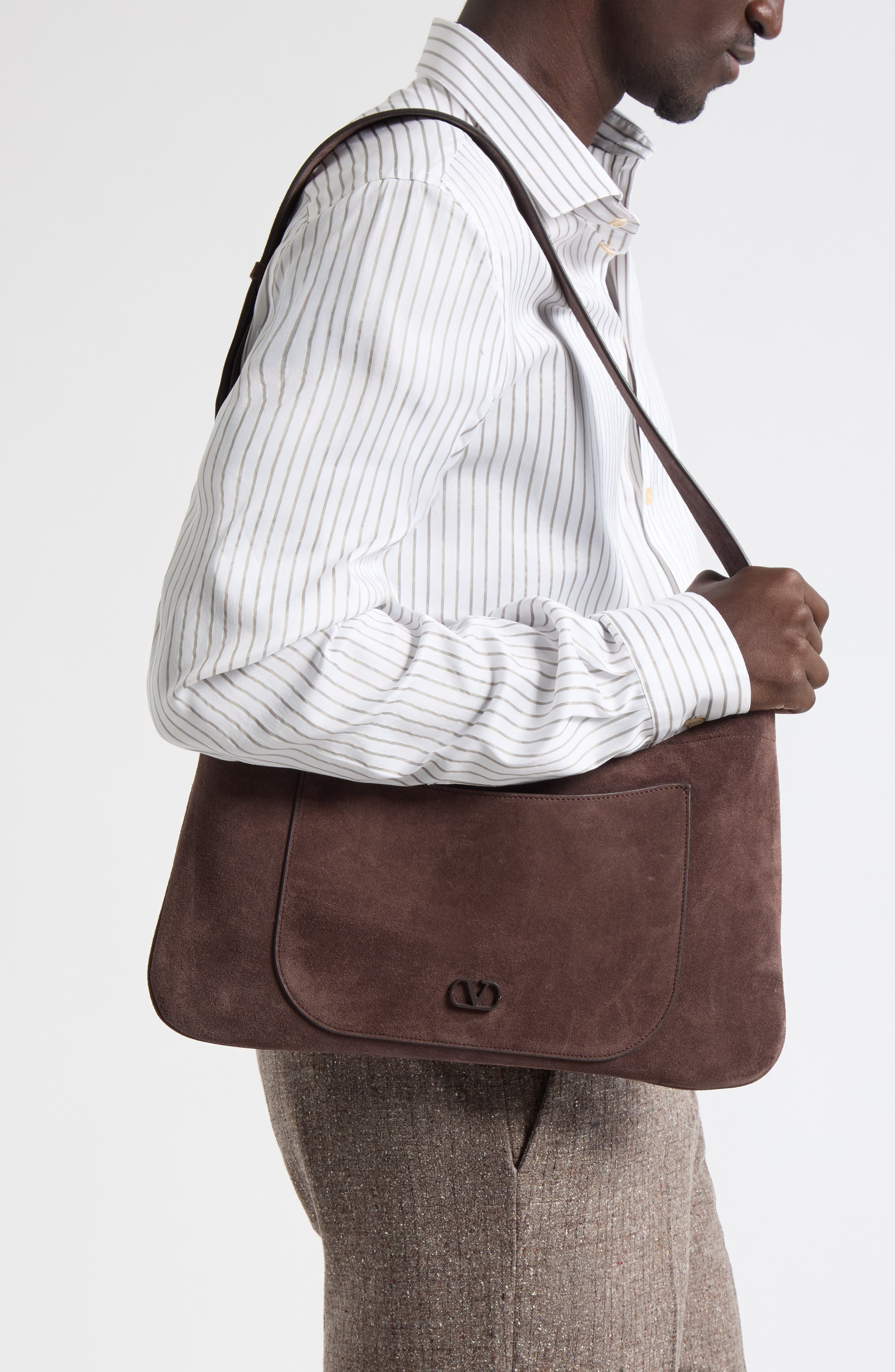 Emile Small Leather Suede Hobo Bag, Alternate, color, DARKK BROWN
