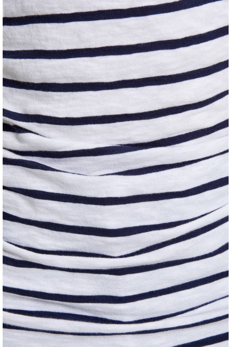 Shirred V-Neck Tee, Alternate, color, WHITE- NAVY STRIPE