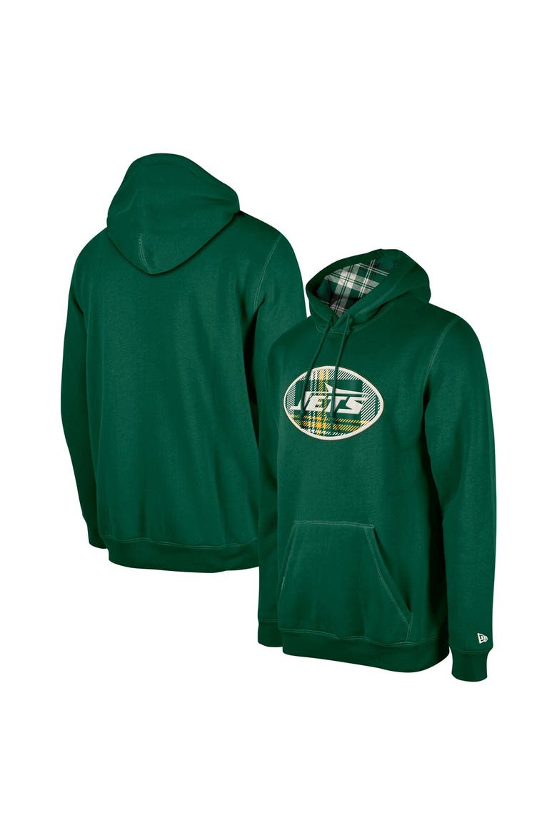 Men's New Era Green New York Jets 3rd Down Plaid Pullover Hoodie, Main, color, Green