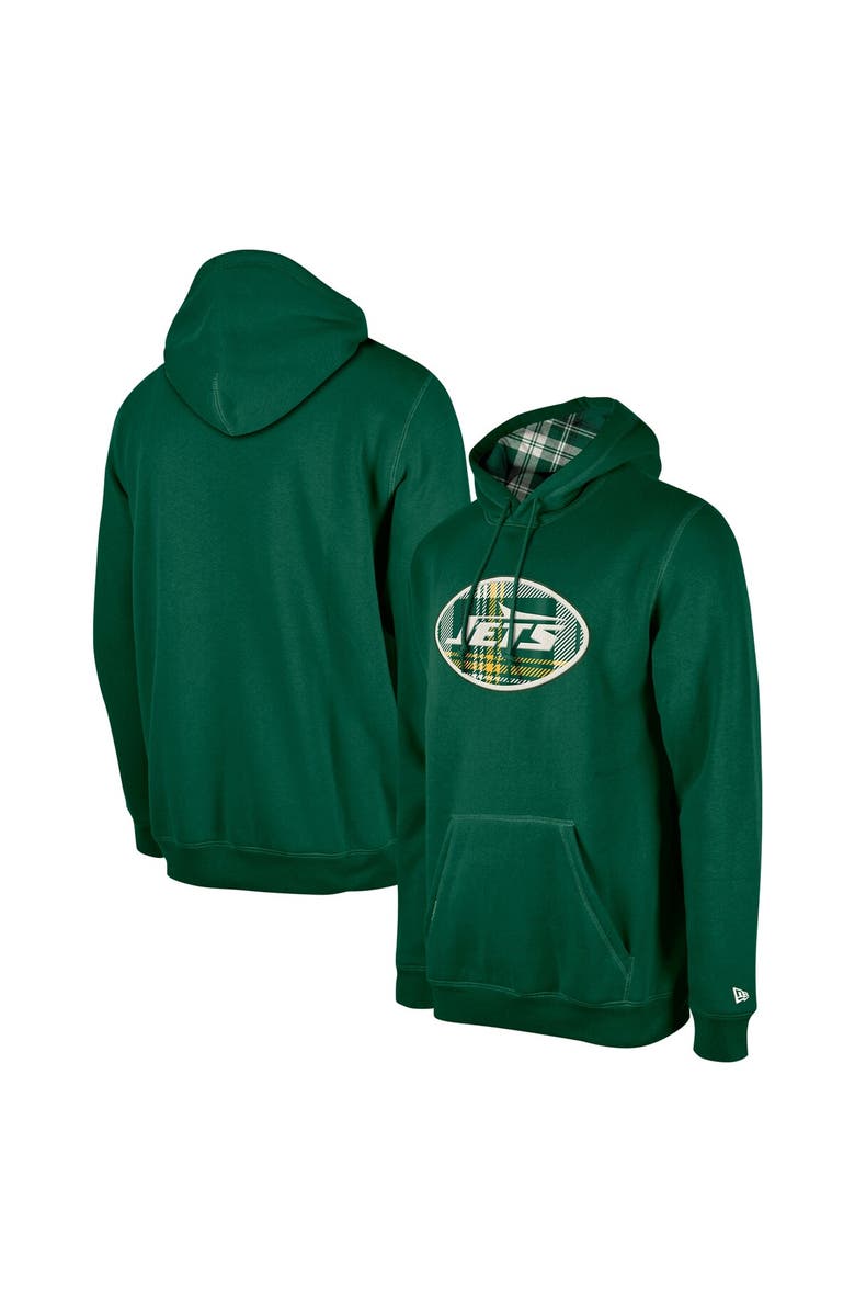 New Era Men's New Era Green New York Jets 3rd Down Plaid Pullover Hoodie, Main, color, Green