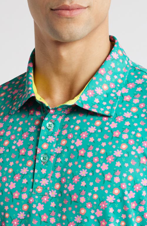 Swannies Summers Floral Golf Polo In Golf Green