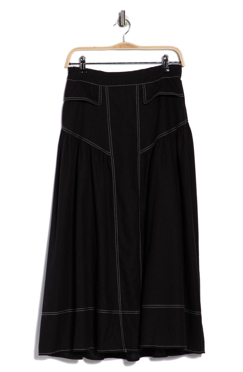 BY DESIGN Davenport Midi Skirt, Alternate, color, Black W/ White