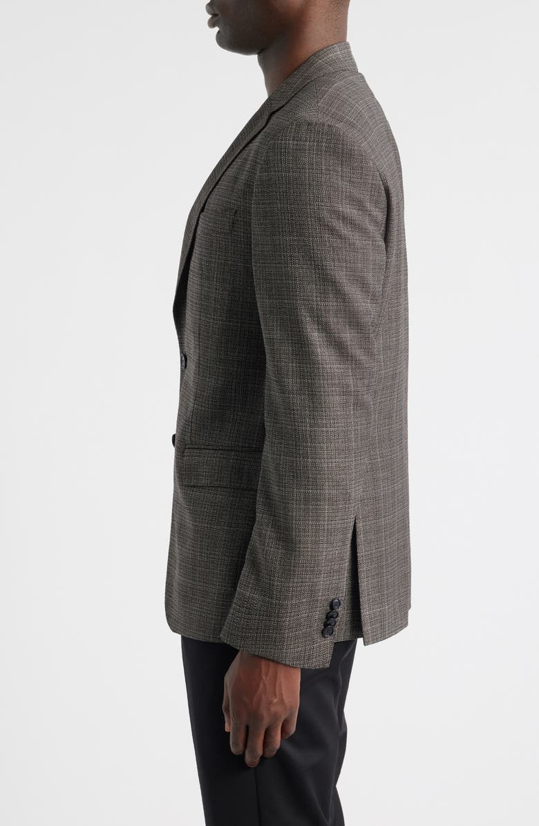 BOSS Hutson Slim Fit Brown Textured Wool Mélange Sport Coat, Alternate, color, Dark Brown