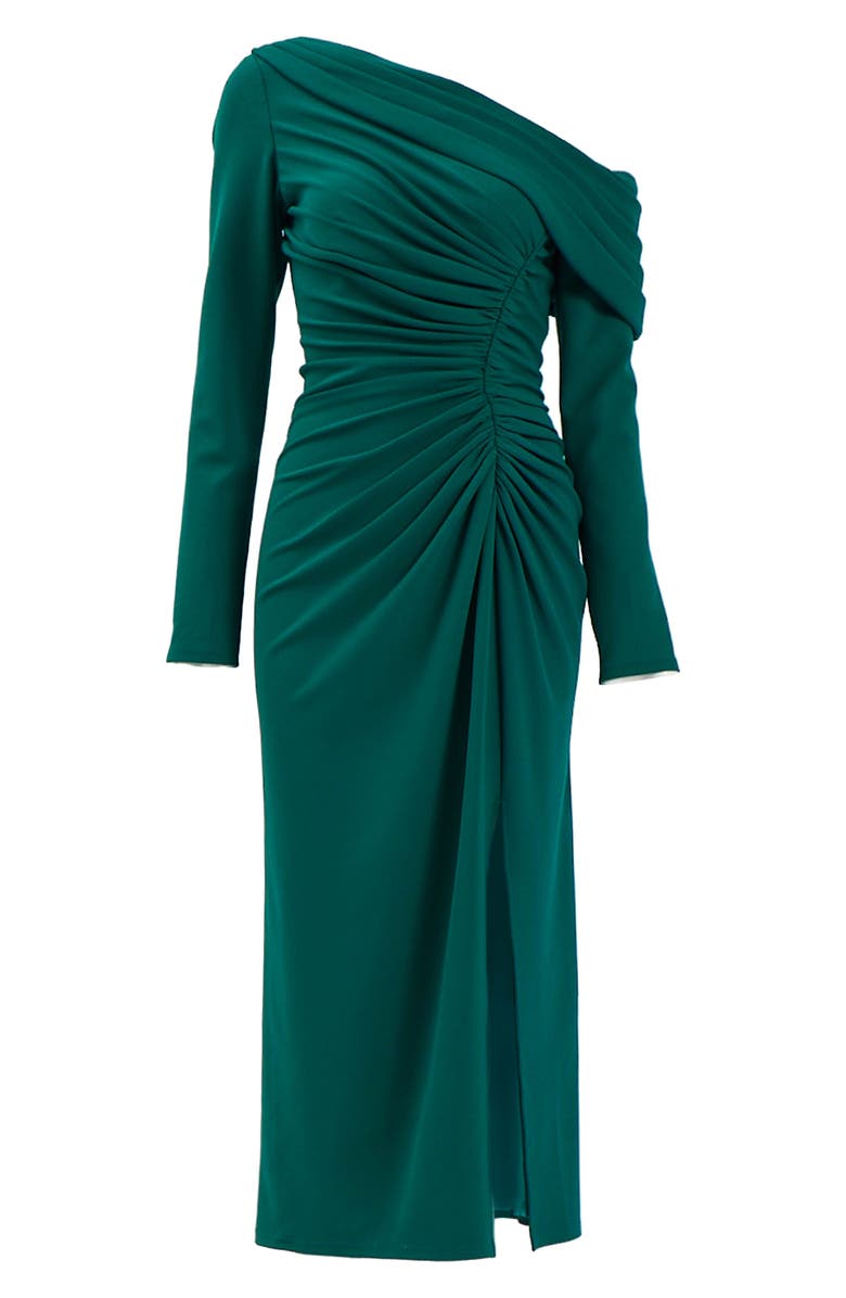 Tadashi Shoji One-Shoulder Long Sleeve Crepe Cocktail Midi Dress, Alternate, color,