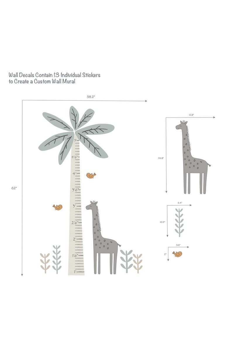 Lambs & Ivy Jungle Adventure Tree with Giraffe Wall Decal Kids Growth Chart, Alternate, color, 