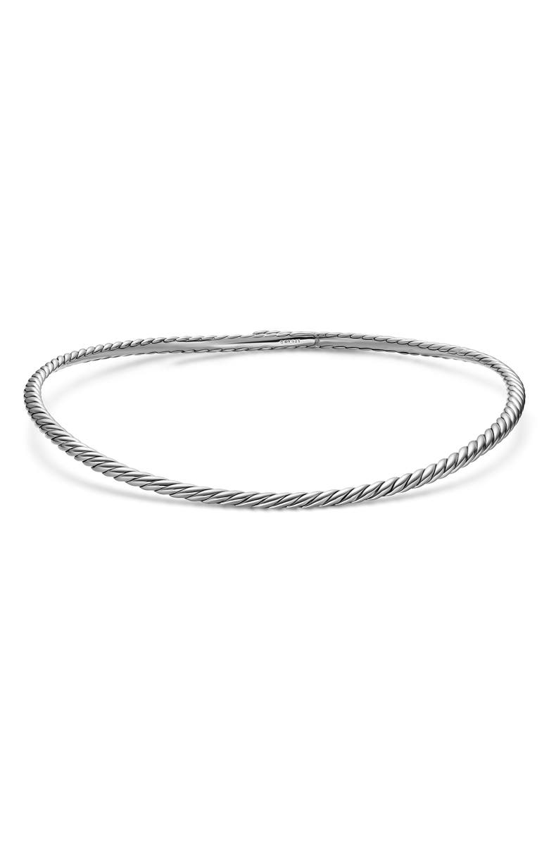 David Yurman Sculpted Cable Flex Necklace in 18K Yellow Gold or Sterling Silver, 5mm, Alternate, color, Silver