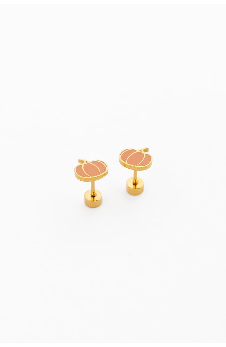 Pip Pop Pumpkin Stud Earrings, Alternate, color, Orange