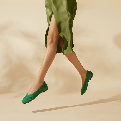 Vivaia Square-toe V-cut Flats In Forest Green
