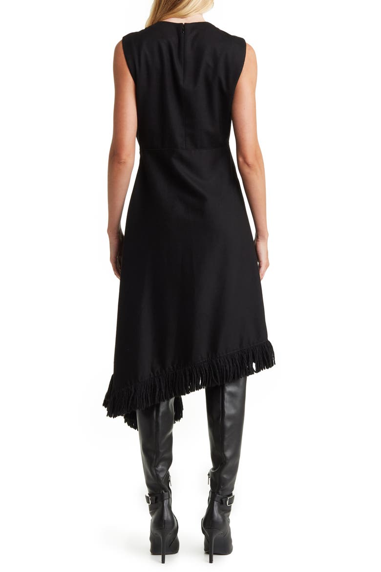 Fringe Hem Cashmere Blend Dress, Alternate, color, BLACK