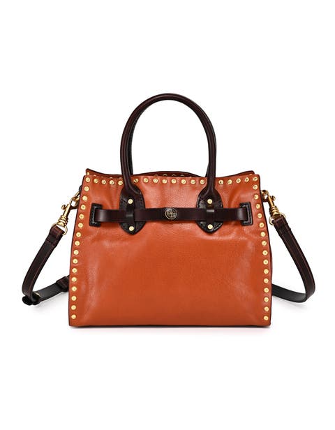 Westland Genuine Leather Studded Mini Tote