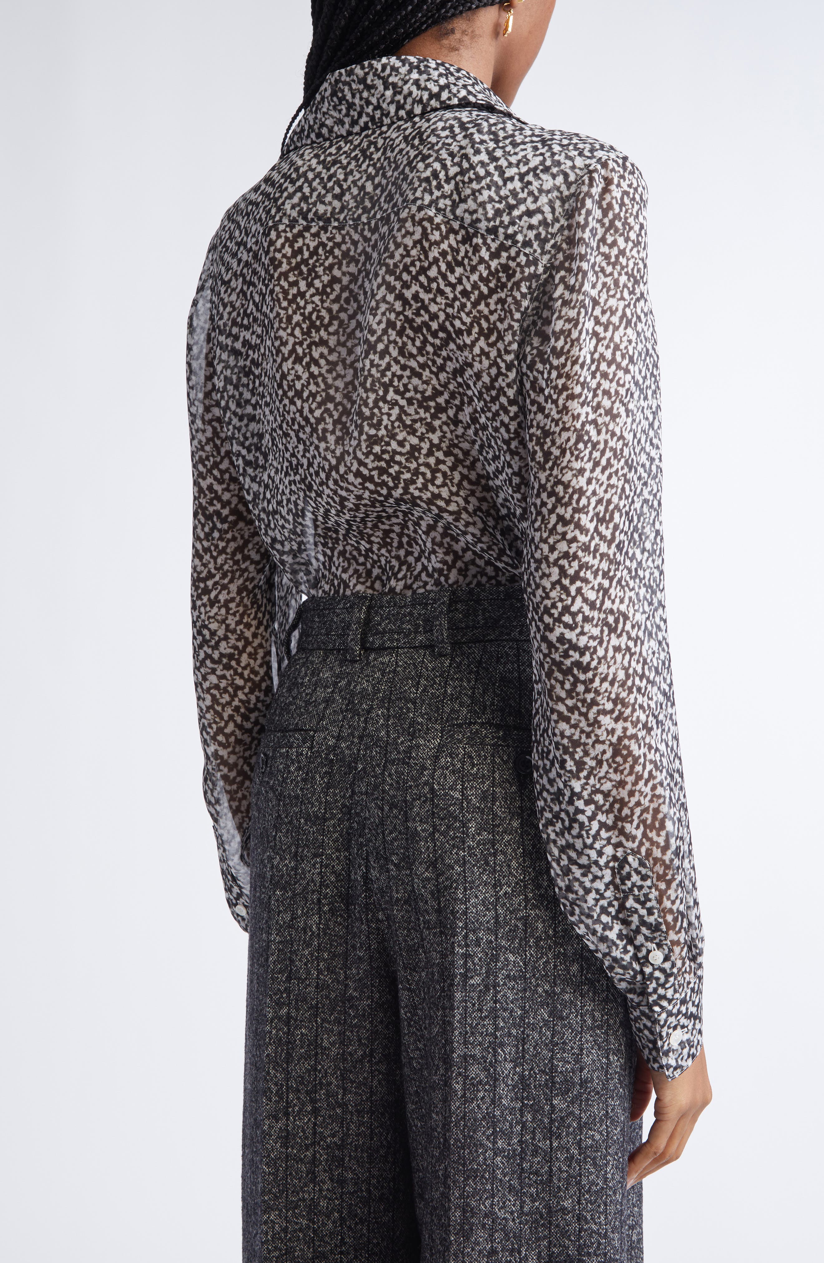 Boucle Print Silk Chiffon Button-Up Shirt - image 2