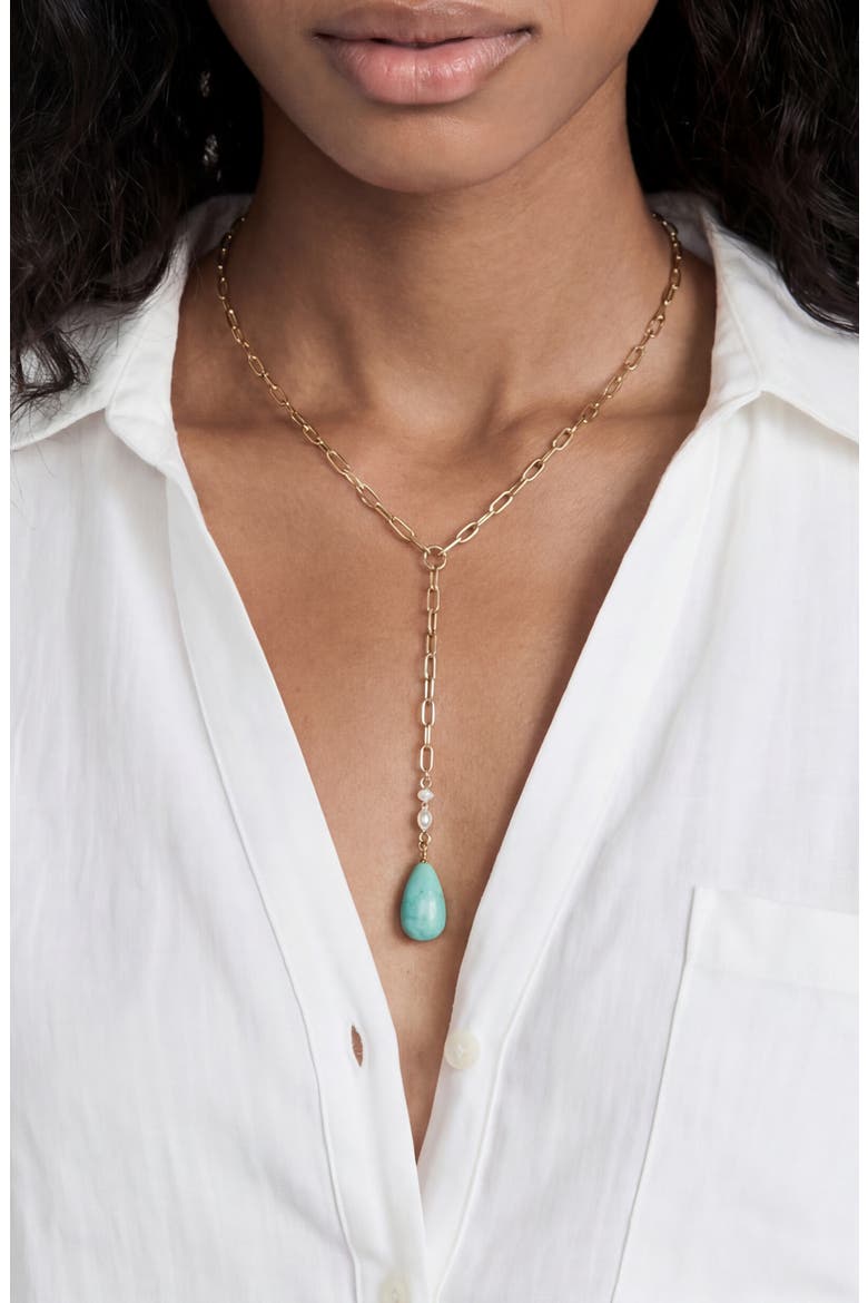 Teardrop Y-Necklace, Alternate, color, TURQUOISE