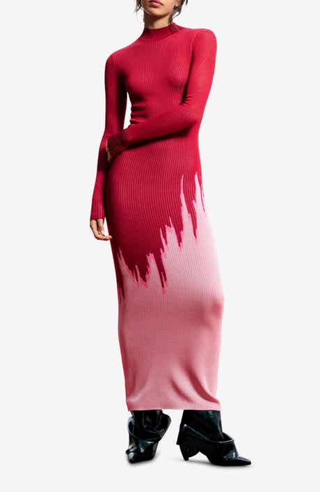 Desigual Mock Neck Maxi Ombré Sweater Dress